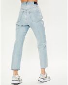 Jean boyfriend crop det couture bleu clair