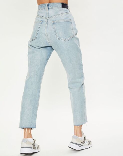 Jean boyfriend crop det couture bleu clair