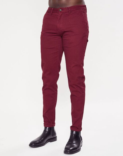 Pantalon chino Slim Fit Stuart uni stretch bordeaux