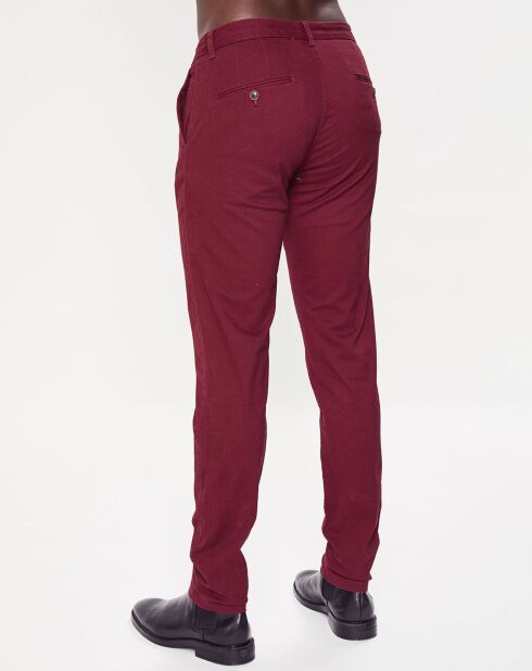 Pantalon chino Slim Fit Stuart uni stretch bordeaux