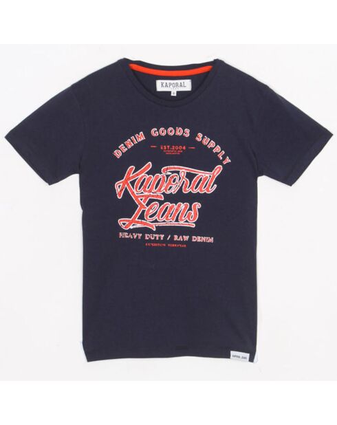 T-Shirt en Coton à logo effet usé bleu marine