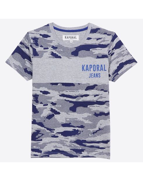 T-Shirt en Coton camouflage gris/bleu