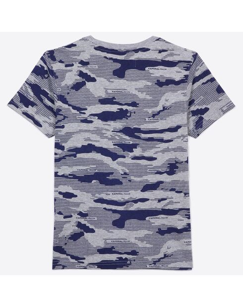 T-Shirt en Coton camouflage gris/bleu