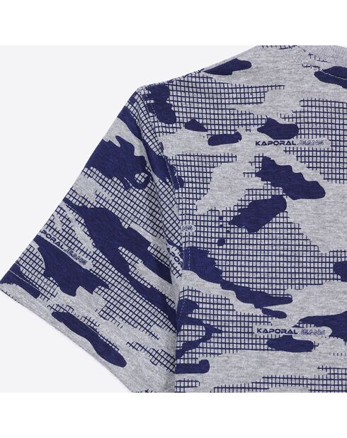 T-Shirt en Coton camouflage gris/bleu