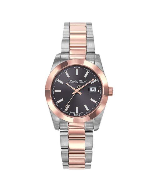 Montre Femme Quartz en Acier Mathy I  argenté/doré rose