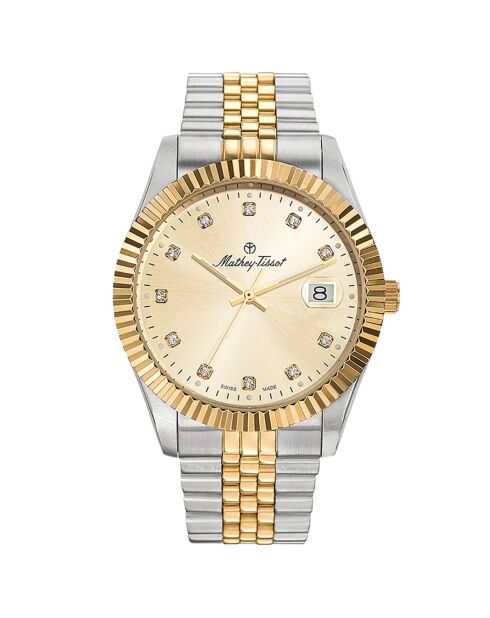 Montre Mixte Quartz en Acier Mathy II argenté/doré