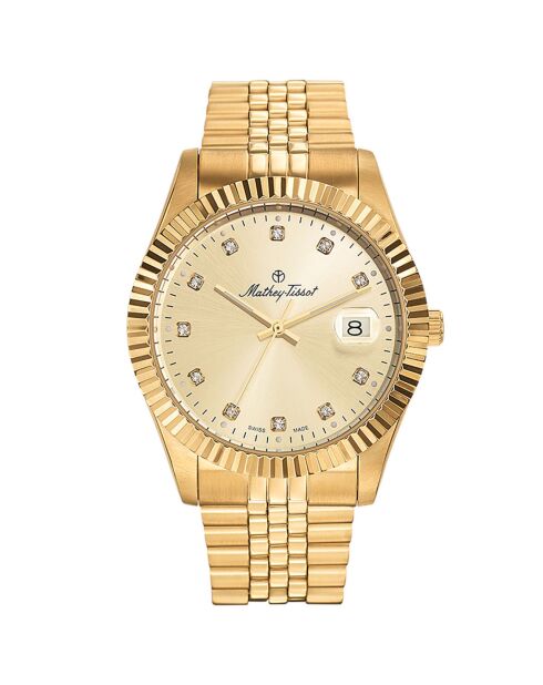 Montre Mixte en Acier Mathy II Quartz dorée