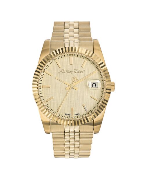 Montre Mixte Quartz en Acier Mathy III dorée