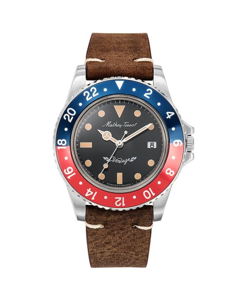 Montre Homme en Cuir Mathy Vintage Quartz marron