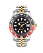 Montre Homme Quartz en Acier GMT argenté/doré