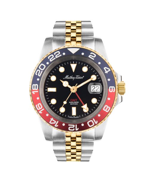 Montre Homme Quartz en Acier GMT argenté/doré