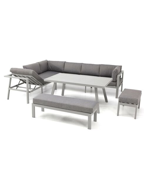 Mobili da giardino Antalya in alluminio grigio a 9 posti