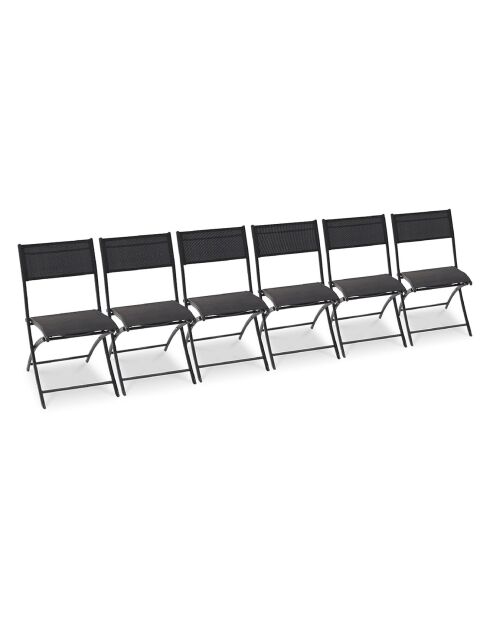 6 Chaises de jardin pliantes C43 gris anthracite - 46x40x82 cm