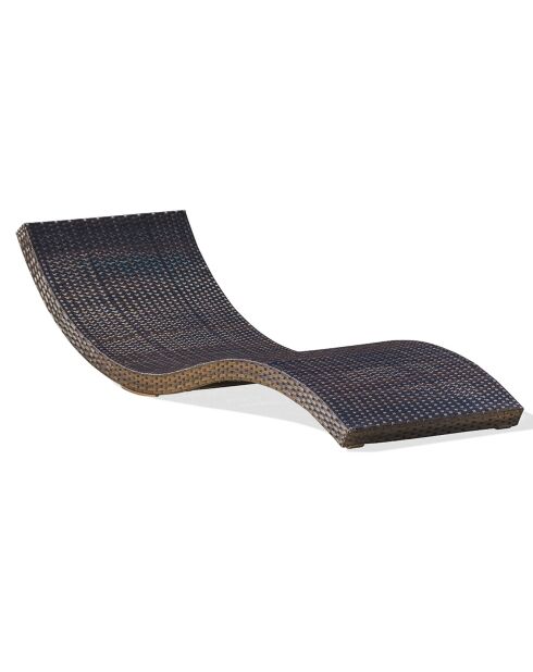 Lettino da sole impilabile Cancun in resina intrecciata color cioccolato - 190x62x47 cm