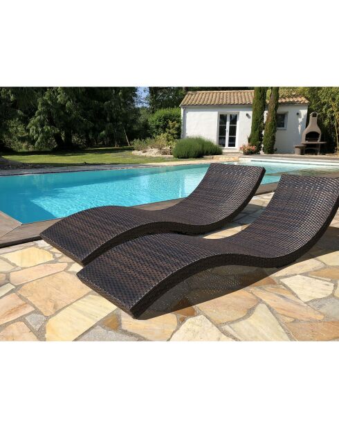 2 lettini impilabili CANCUN color cioccolato - 190x62x47 cm