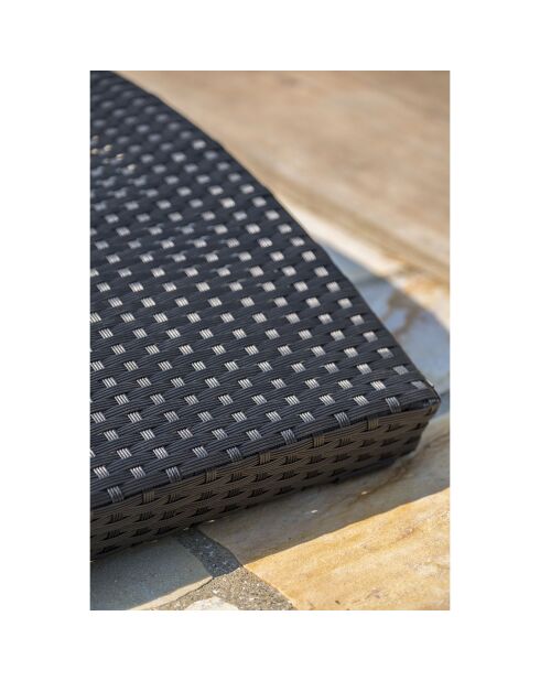 Tumbona apilable Cancún de resina tejida negra - 190x62x47 cm