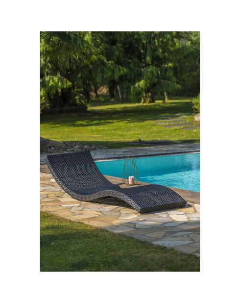 Tumbona apilable Cancún de resina tejida negra - 190x62x47 cm