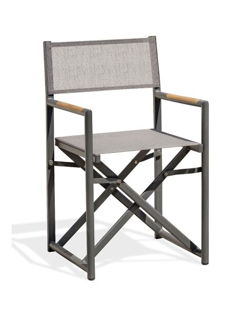 Poltrona da giardino pieghevole HONFLEUR in alluminio e textilene grigio antracite - 53x53x88 cm