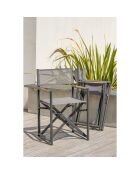 Sillón de jardín plegable HONFLEUR de aluminio y textileno gris antracita - 53x53x88 cm