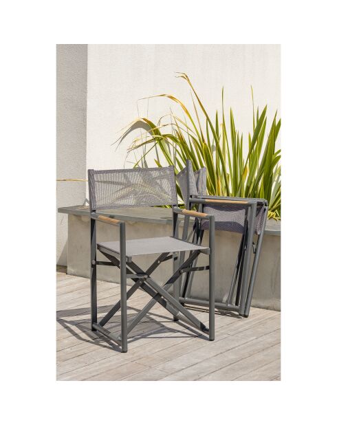 Poltrona da giardino pieghevole HONFLEUR in alluminio e textilene grigio antracite - 53x53x88 cm