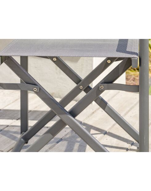Poltrona da giardino pieghevole HONFLEUR in alluminio e textilene grigio antracite - 53x53x88 cm
