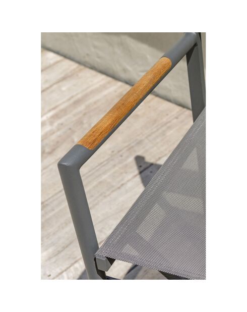 Poltrona da giardino pieghevole HONFLEUR in alluminio e textilene grigio antracite - 53x53x88 cm