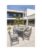 Sillón de jardín plegable HONFLEUR de aluminio y textileno gris antracita - 53x53x88 cm