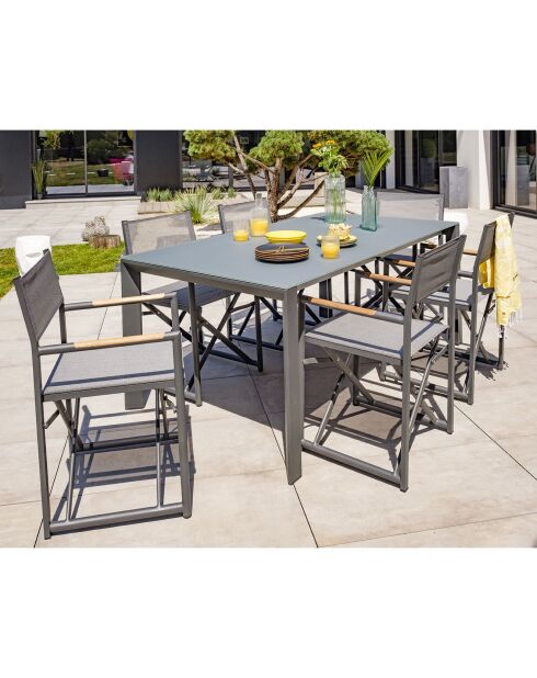 Sillón de jardín plegable HONFLEUR de aluminio y textileno gris antracita - 53x53x88 cm