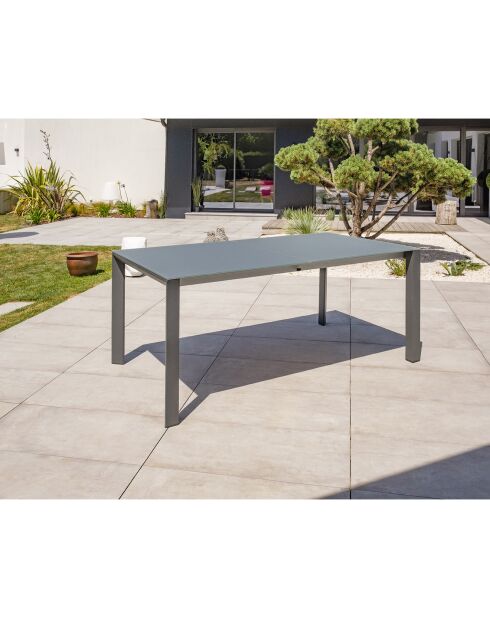 Tavolo da giardino Honfleur in alluminio con piano in vetro allungabile grigio antracite - 180/250x100x74 cm