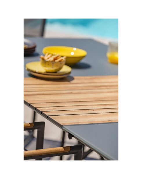 Tavolo da giardino Honfleur in alluminio con piano in vetro allungabile grigio antracite - 180/250x100x74 cm