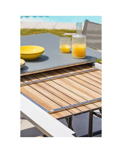 Tavolo da giardino Honfleur in alluminio con piano in vetro allungabile grigio antracite - 180/250x100x74 cm