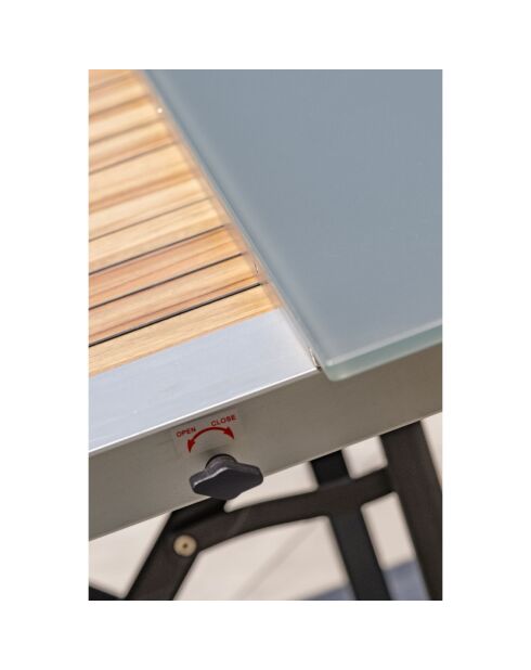 Tavolo da giardino Honfleur in alluminio con piano in vetro allungabile grigio antracite - 180/250x100x74 cm