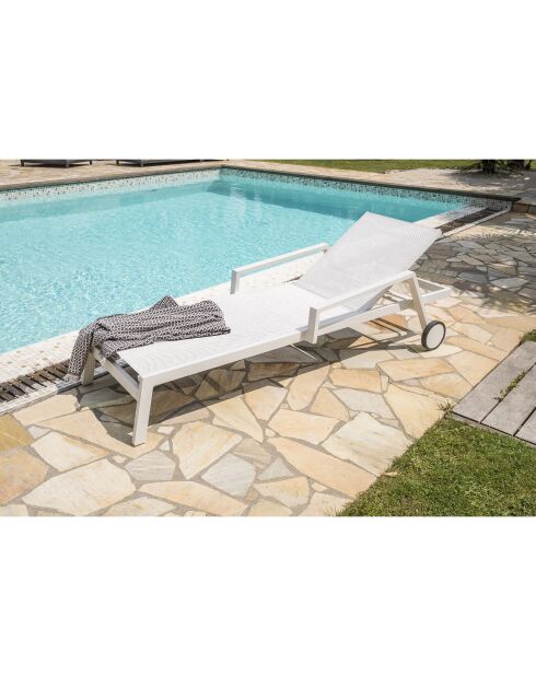 Lettino multiposizione Ibiza in alluminio e textilene bianco - 210x75x50/98 cm