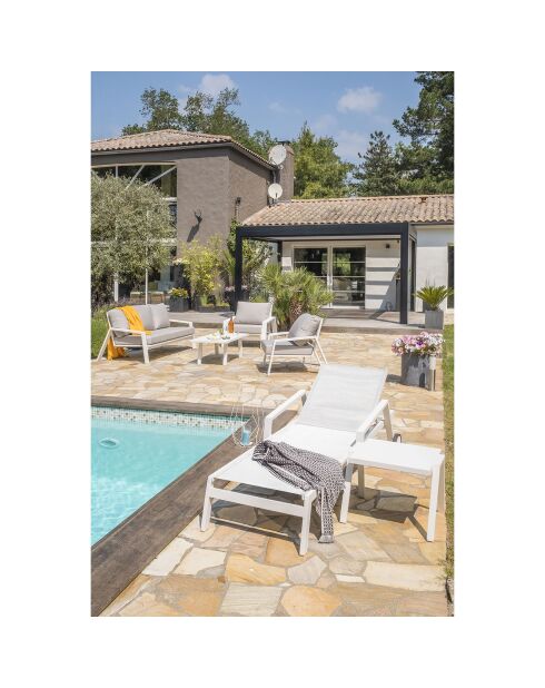 Lettino multiposizione Ibiza in alluminio e textilene bianco - 210x75x50/98 cm