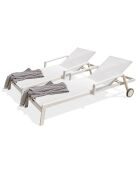 2 lettini prendisole multiposizione bianchi - 210x75x50/98 cm