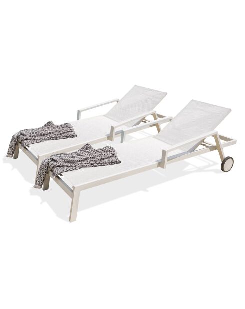 2 lettini prendisole multiposizione bianchi - 210x75x50/98 cm