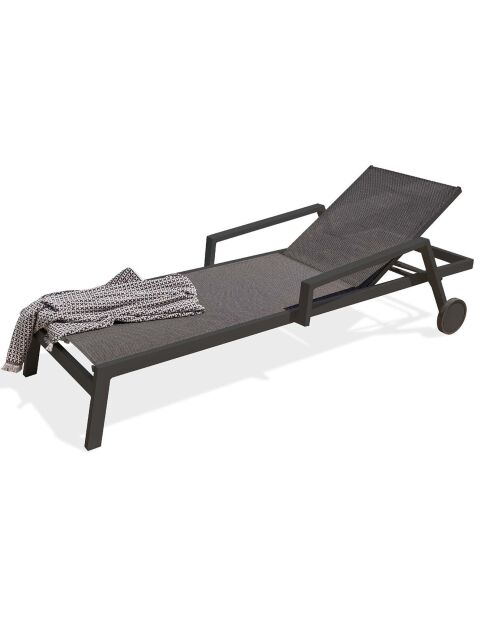 Ibiza Sonnenliege mit mehreren Positionen aus Aluminium und anthrazitgrauem Textilene — 210x75x50/98 cm