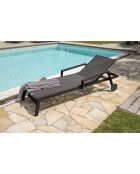 Ibiza Sonnenliege mit mehreren Positionen aus Aluminium und anthrazitgrauem Textilene — 210x75x50/98 cm