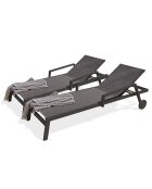 2 tumbonas multiposición gris antracita - 210x75x50/98 cm