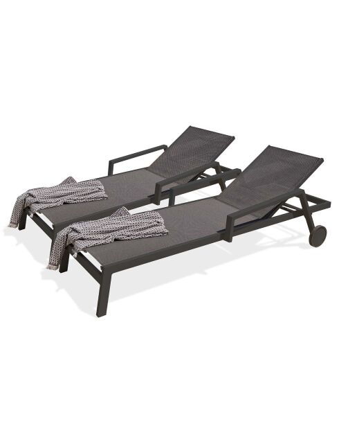2 tumbonas multiposición gris antracita - 210x75x50/98 cm