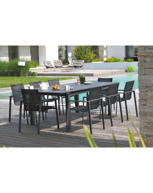 Miami Gartentisch aus Aluminium mit automatischer Verlängerung in Anthrazitgrau - 240/300x100x77 cm