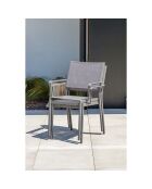 Set de mesa extensible Stockholm-TB300-ALU + 10 sillas Stockholm-CH y 2 sillones apilables Stockholm-FT gris antracita