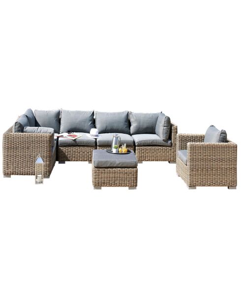 Montmartre 6-Sitzer-Gartenmöbel aus braunem geflochtenem Harz