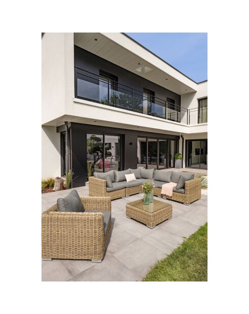 Montmartre 6-Sitzer-Gartenmöbel aus braunem geflochtenem Harz