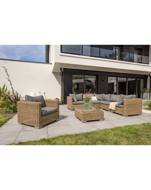 Montmartre 6-Sitzer-Gartenmöbel aus braunem geflochtenem Harz