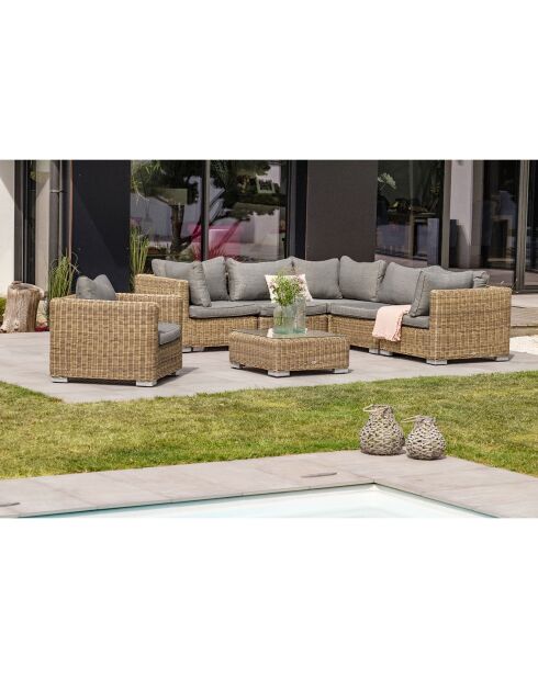 Montmartre 6-Sitzer-Gartenmöbel aus braunem geflochtenem Harz