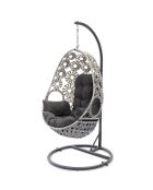 Balancelle de jardin samoa en résine tressée avec coussin gris anthracite - D.115x210 cm