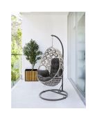 Balancelle de jardin samoa en résine tressée avec coussin gris anthracite - D.115x210 cm