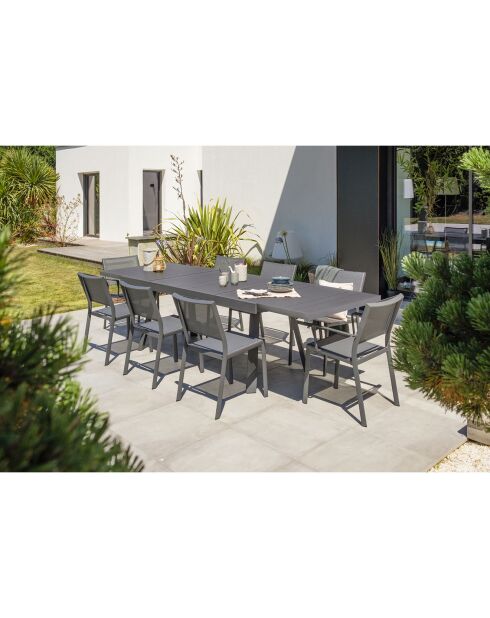 Tuintafel Stockholm in antracietgrijs uitschuifbaar aluminium - 200/300x96x76 cm