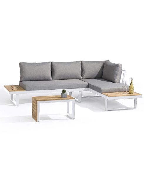 Tokyo 4-Sitzer-Gartenmöbel aus Akazienholz und weißem Aluminium